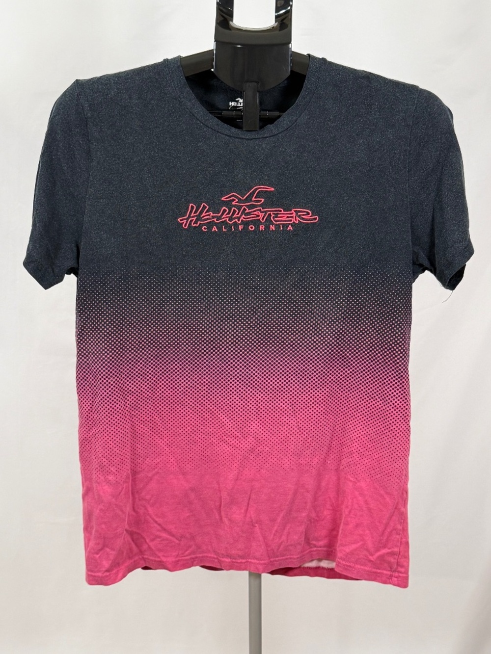 Hollister Gray Pink Ombre Logo Tee Medium